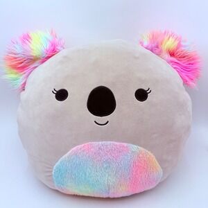 Squishmallows Koala Plush‎ Tan Rainbow Fuzzy Ears Tie Dye Belly 16 Inch Large